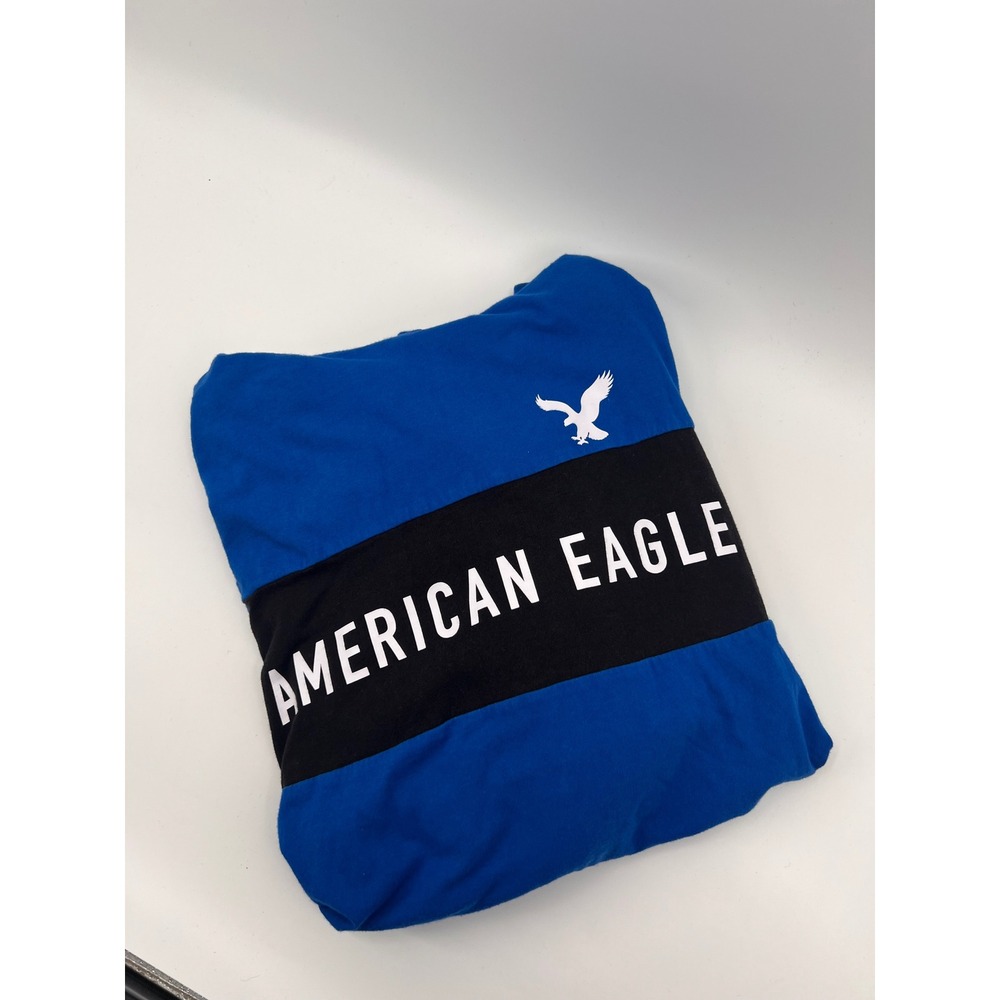 American Eagle Outfitters Blue‎ Black Hoodie Pullover Eagle Logo Size L